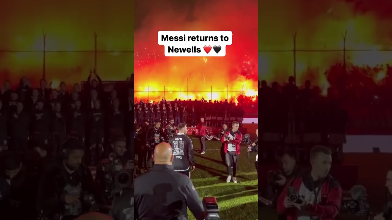 l’accueil que messi a reçu lors de son retour à l’estadio marcelo bielsa, où son voyage a commencé ❤️🖤