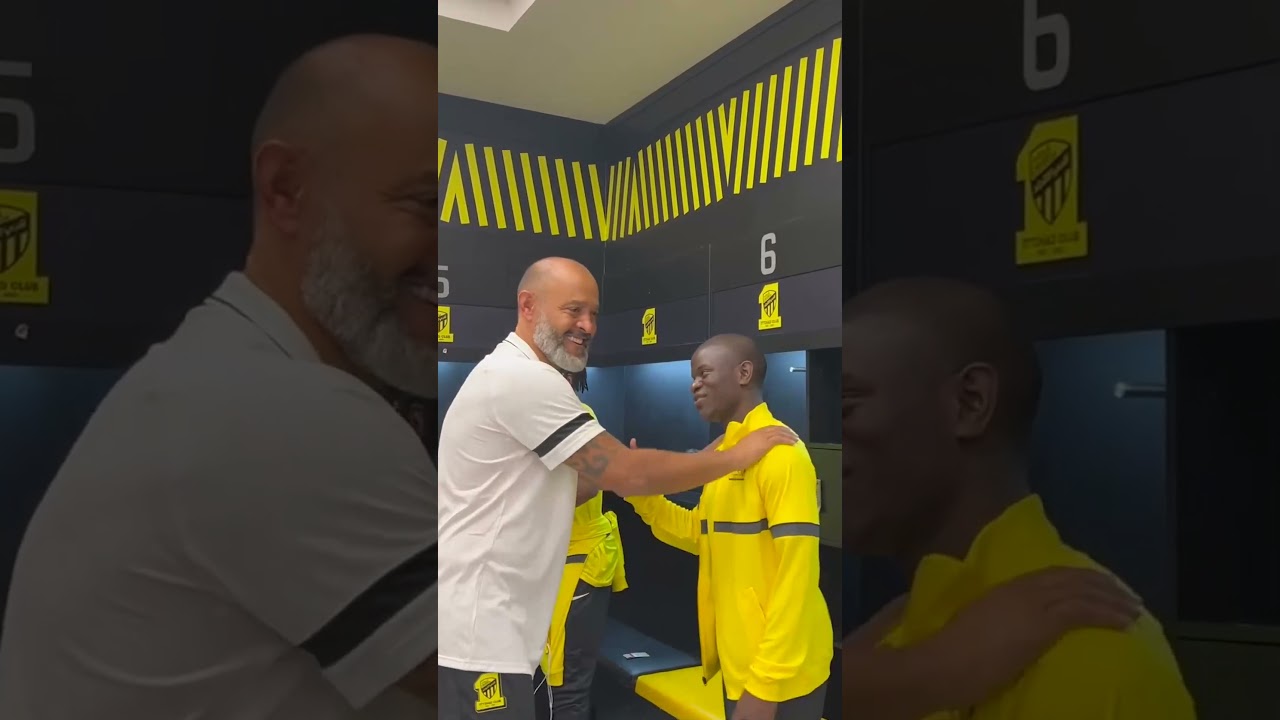 🤝🟡 kanté, benzema et jota rencontrent leur nouvel entraîneur, nuno espirito santo ! #shorts