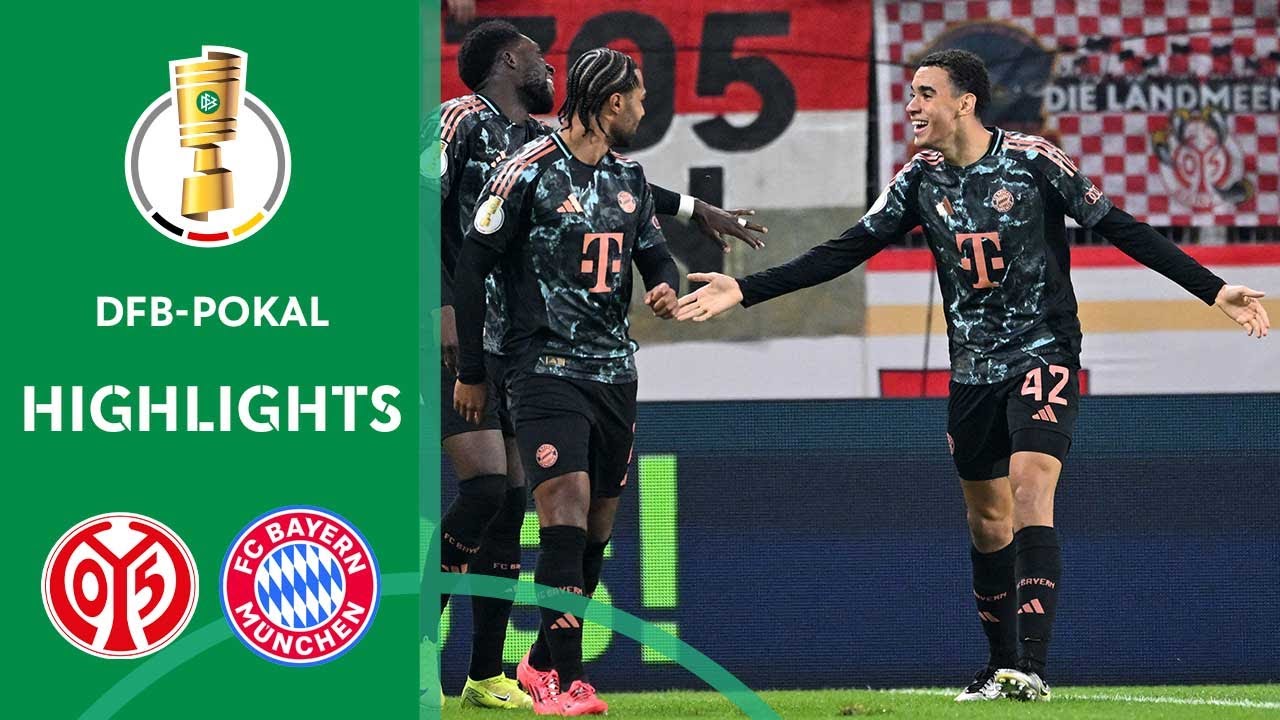 je propose le titre suivant : « la prestation exceptionnelle de musiala lors du hattrick contre mainz 05! | bayern munich l’emporte 4 0 | résumé | dfb pokal 2e tour »