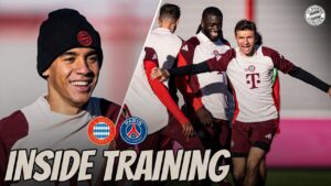 de bonne humeur et prêt pour paris ! 🇫🇷 | entraînement intérieur – ligue des champions