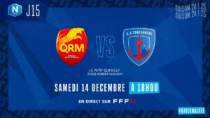 résumé : quevilly rouen métropole – us concarneau (2 1) | j15 national fff 2024 2025